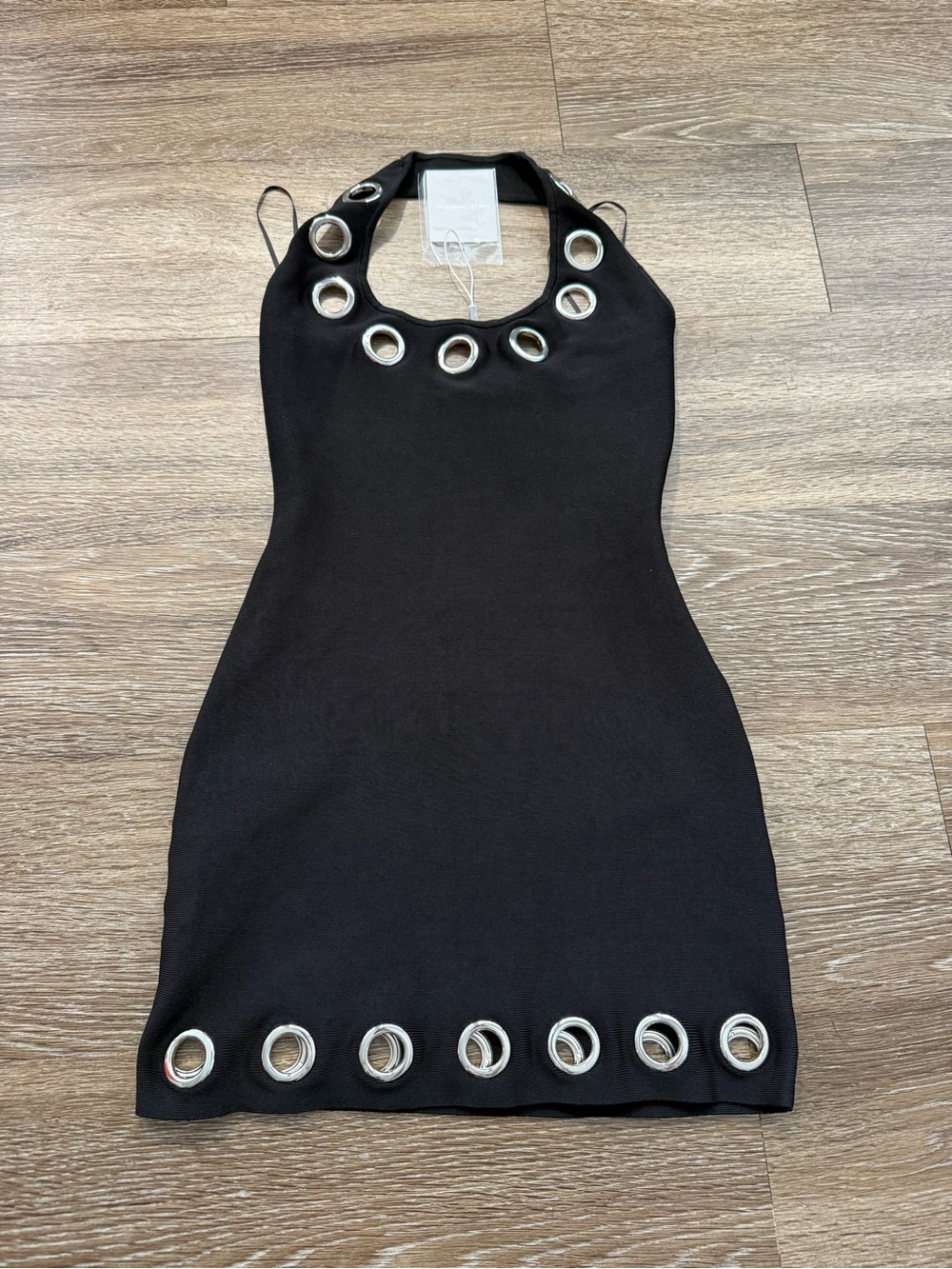 Naked Wardrobe Bandage Halter Grommet Mini Dress Black - Picture 8 of 12